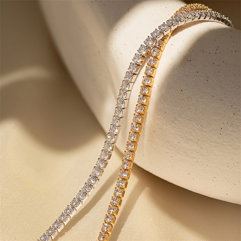 Adjustable Crystal Bracelet Golden Tone Chain Sparkling Clear Crystals